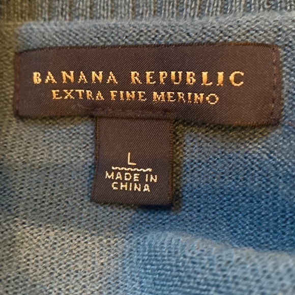 Banana Republic blue Striped Extra Fine Merino wool sweater - Picture 4 of 6